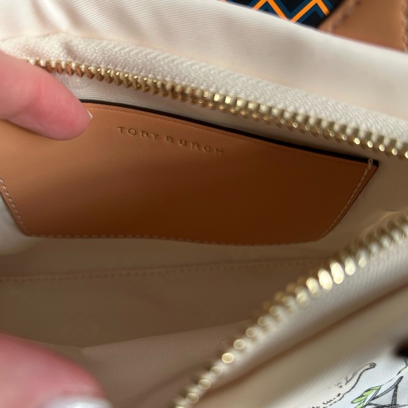 Tory Burch Ella Printed Nylon Mini Tote Bag Crossbody Meadow Gold Green Cream - Picture 8 of 9